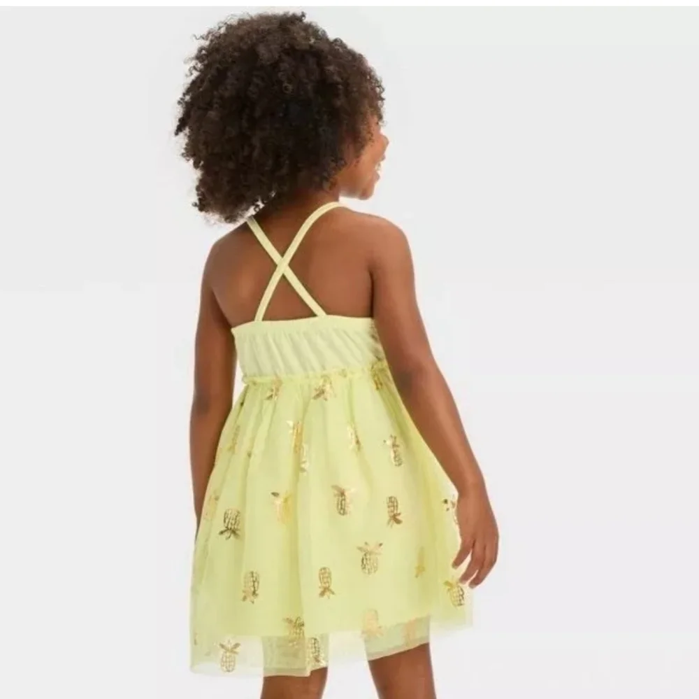Toddler Girls' Pineapple Tulle Dress - Cat & Jack Yellow 18M